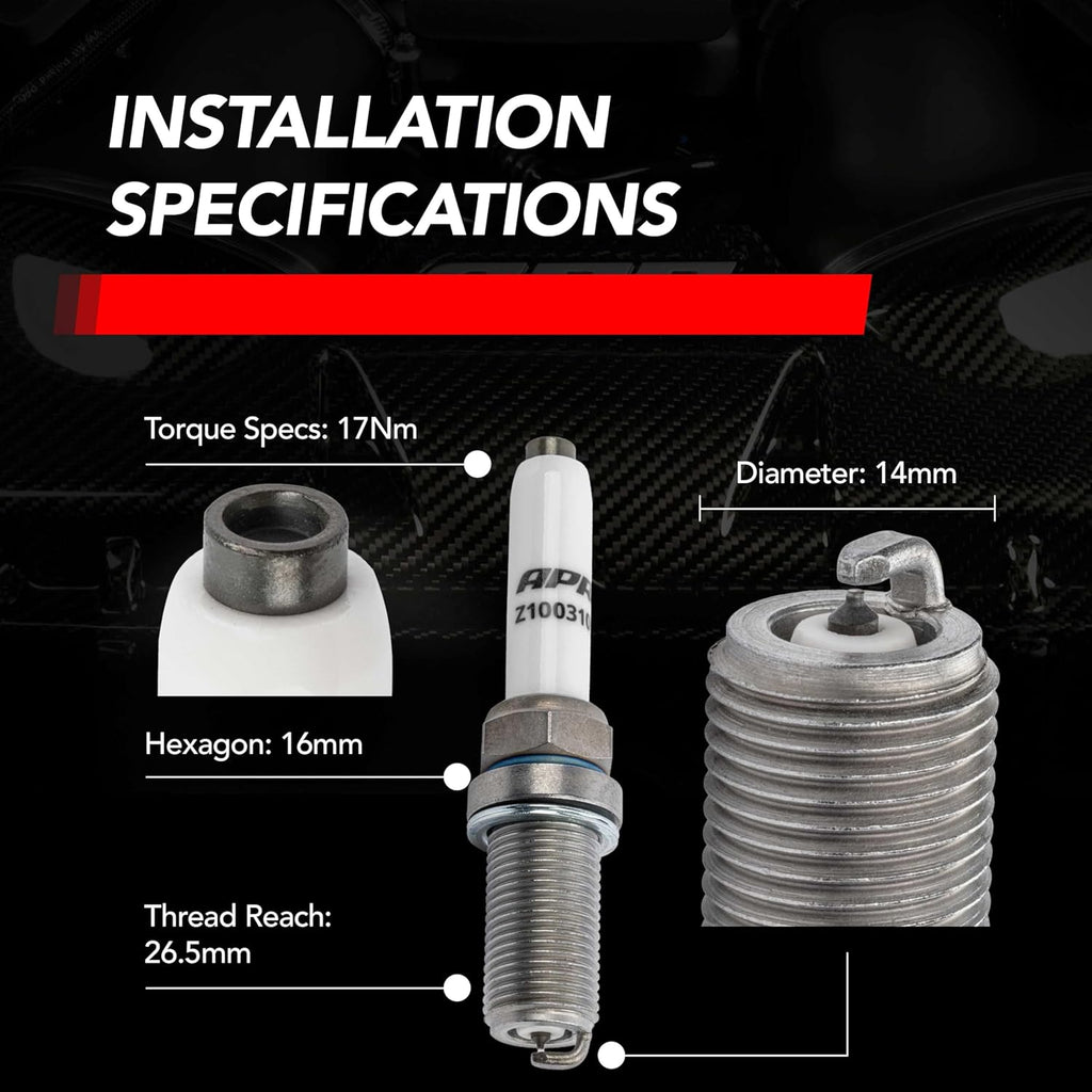 APR Iridium Pro Spark Plugs - Heat Range 9 (EA888.3/4, EA855.2, EA824 Engines)